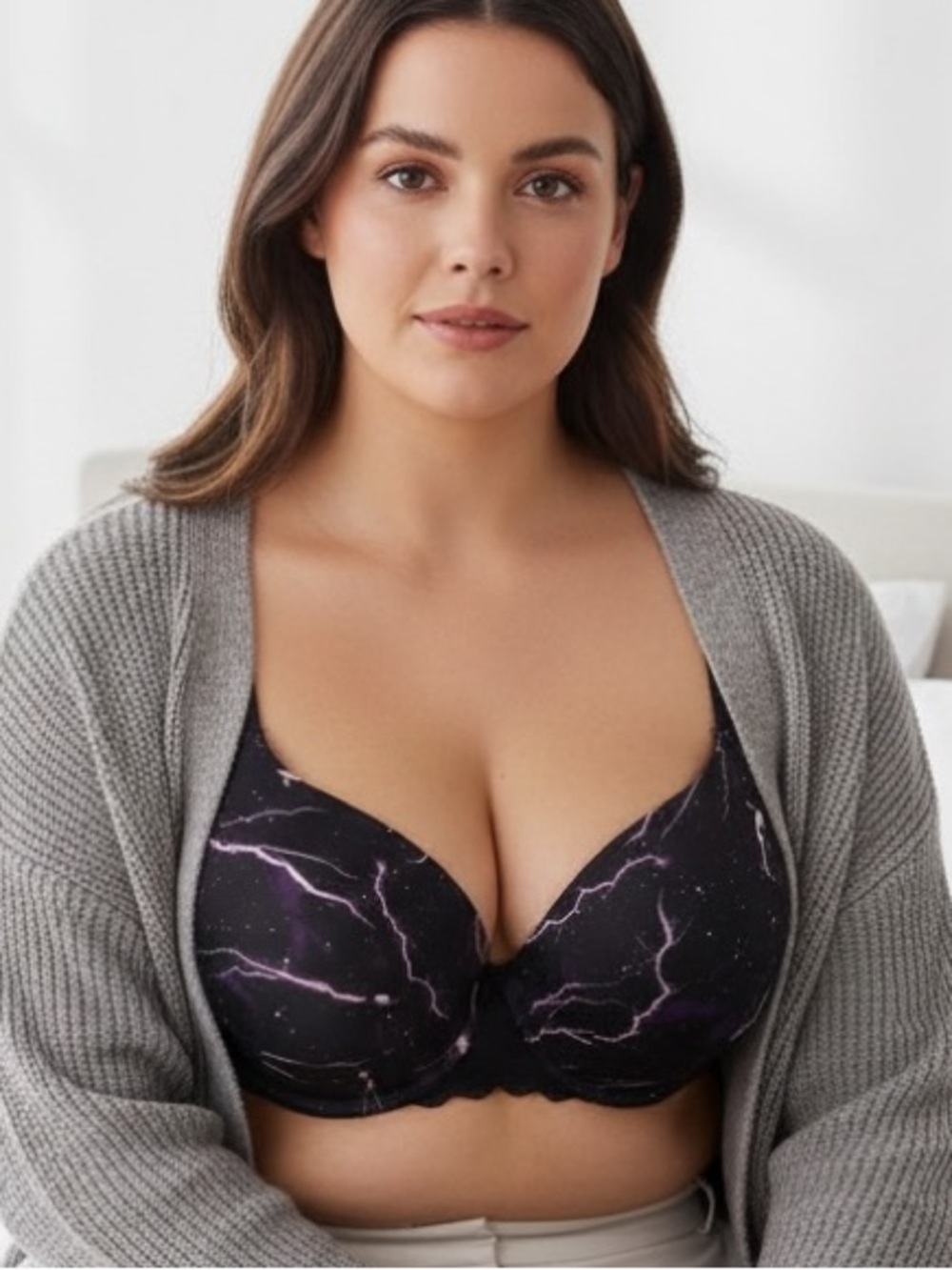 Torrid Curve 360 Back Smoothing Lightning Print Push-Up T-Shirt Bra 40H